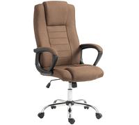 Vinsetto Chaise de Bureau Ergonomique Inclinable Pivotante en Tissu Effet Lin avec Appui-tête, Marron