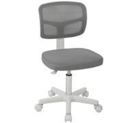 Vinsetto Chaise de Bureau Ergonomique Sans Accoudoirs, Fauteuil de Bureau Pivotant, Dossier Courbé en Maille et Roulettes, Gris