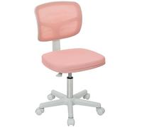 Vinsetto Chaise de Bureau Ergonomique sans Accoudoirs, Fauteuil de Bureau Pivotant, Dossier Courbé en Maille et roulettes, Hauteur Réglable, pour Coiffeuse, Chambre, Rose