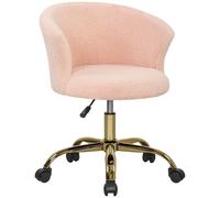 Vinsetto Chaise de bureau, fauteuil de bureau ergonomique réglable en hauteur, siège pivotante, piètement en acier, rose