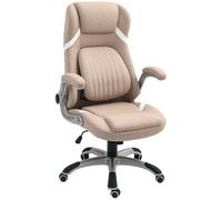 Vinsetto Chaise de Bureau Inclinable avec Hauteur Réglable en Tissu, 68x76x109-117 cm, Marron Clair
