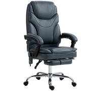 Vinsetto Chaise de Bureau Massante et Chauffante avec Repose-Pieds, en PU et Acier, 67x67x113-121 cm, Gris