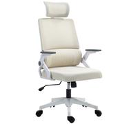 Vinsetto Chaise de bureau, réglable en hauteur, 1 appuie-tête, 60 x 61 x 121,5 cm beige