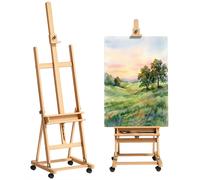 Vinsetto Chevalet d'artiste sur roulettes pliable en bois de hêtre pour toiles à peindre jusqu'à 118 cm bois naturel