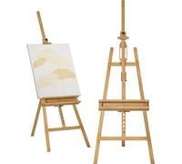 Vinsetto Chevalet de peinture, chevalet d'artiste pliant en bois de hêtre, avec angle et hauteur réglables, 65 x 110 x 180-235 cm, bois naturel