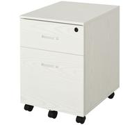 Vinsetto Classeur de Bureau Commode Pour Bureau en Bois, 2 Tiroirs, Serrure avec 2 Clés, Blanc, 40x45x55,6 cm