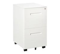 Vinsetto Classeur métal Mobile verrouillable 2 tiroirs 39x48x67 cm Blanc | Avec roulettes, Classeur A4 Legal Letter, Unité rangement compacte sous bureau, Corps pré-assemblé, Bureau domicile