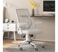 Vinsetto Fauteuil Bureau, accoudoirs relevables, Dos Moyen, Maille, Blanc | Chaise bureau, soutien lombaire, hauteur réglable, roulettes, pour maison