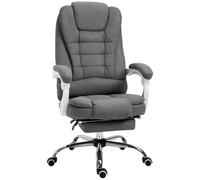Vinsetto Fauteuil chaise de bureau fauteuil manager avec repose-pied dossier inclinable accoudoirs rembourrés en lin gris Aosom France