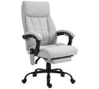 Vinsetto Fauteuil de Bureau avec Fonction Massage & Chauffage, Repose-pieds, jusqu'à 120 kg, Gris
