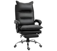 Vinsetto Fauteuil chaise de bureau avec repose-pied dossier inclinable hauteur réglable revêtement PU 66 x 72 x 122-130 cm noir Aosom France