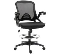 HomCom Chaise de bureau Vinsetto ergonomique dossier maille réglable 360° avec repose-pieds noir