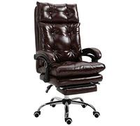 Vinsetto Fauteuil de Bureau, Chaise de Bureau Ergonomique avec Hauteur réglable, Dossier inclinable et Repose-Pied rétractable et pivotant à 360°, Cuir synthétique, pour Chambre, télétravail, Marron