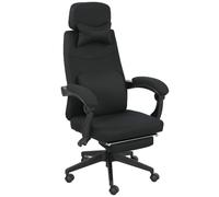 Vinsetto Fauteuil de bureau chaise de bureau grand confort dossier réglable repose-pied roulettes 360° lin 62 x 68 x 127 cm noir