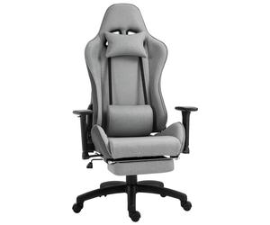 Vinsetto Fauteuil de bureau chaise de bureau manager grand confort repose-pied tétière + coussin lombaires intégrés dossier inclinable accoudoirs réglables lin gris