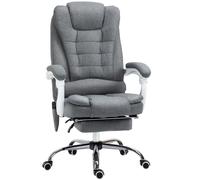Vinsetto Fauteuil de bureau direction massant chauffant hauteur réglable dossier inclinable toile de lin gris