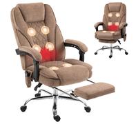 Vinsetto Fauteuil de bureau ergonomique avec fonction massage, repose-pieds, pivotant, monté sur roulettes, Marron
