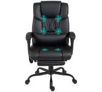 Vinsetto Fauteuil de bureau ergonomique avec fonction massage, siège de bureau avec repose-pieds, dossier haut, soutien lombaire noir
