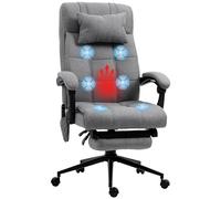 Vinsetto Fauteuil de Bureau Ergonomique avec Massage Chauffant Gris | Chaise de Bureau, Dossier Inclinable, Repose-Pied, Vérin à Gaz TUV, Appuie-Tête Amovible, Hauteur Ajustable