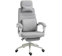 Vinsetto Fauteuil de bureau ergonomique mal de dos chaise à roulettes pivotant 360° grand confort repose-pied lin 62x68x127 cm gris Aosom France