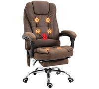 Vinsetto Fauteuil de bureau ergonomique massant chauffant avec repose-pied et coussin lombaire Marron