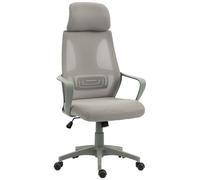 Vinsetto Fauteuil de bureau, fauteuil avec fonction bascule réglable en hauteur avec appuie-tête, soutien lombaire Gris