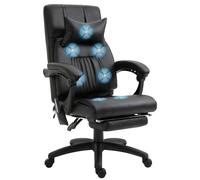 Vinsetto Fauteuil de bureau manager massant repose-pied + tétière intégrés dossier inclinable hauteur réglable 68 x 79 x 104-112 cm noir