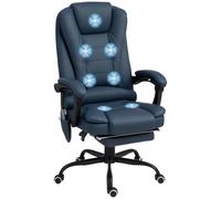 Vinsetto Fauteuil de Bureau Massant 7 Points Chaise Ergonomique Bleu | Repose-pieds Rétractable, Dossier Inclinable 155°, Hauteur Réglable, Pivotant à 360°, Télécommande Filaire