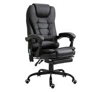 Vinsetto Fauteuil de Bureau Massant 7 Points Repose-pieds Rétractable Noir | Chaise de Bureau Ergonomique, Dossier Inclinable 155°, Hauteur Réglable, Télécommande Filaire, Pivotant 360°
