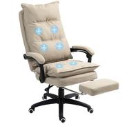 Vinsetto Fauteuil de Bureau massant, Chaise de Bureau, Chaise Ergonomique avec Hauteur réglable, Dossier inclinable, Repose-Pied intégré et télécommande Filaire, pivotant à 360°, Aspect de Lin Beige