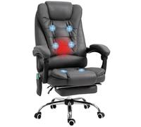 Vinsetto Fauteuil de bureau massant chauffant, hauteur réglable, dossier inclinable, gris foncé