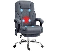 Vinsetto Fauteuil de Bureau massant et Chauffant Chaise de Bureau Chaise Ergonomique avec Hauteur réglable Dossier inclinable télécommande Filaire Repose-Pieds rétractable et pivotant 360° Gris