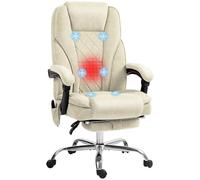 Vinsetto Fauteuil de Bureau massant et Chauffant Chaise de Bureau Chaise Ergonomique avec Hauteur réglable Dossier inclinable télécommande Filaire Repose-Pieds rétractable et pivotant 360° Beige