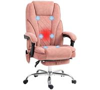 Vinsetto Fauteuil de Bureau massant et Chauffant Chaise de Bureau Chaise Ergonomique avec Hauteur réglable Dossier inclinable télécommande Filaire Repose-Pieds rétractable et pivotant 360° Rose