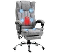 Vinsetto Fauteuil de Bureau massant et Chauffant, Chaise de Bureau, Chaise Ergonomique avec Hauteur réglable, Dossier inclinable, Repose-Pied et télécommande Filaire, pivotant à 360°, Gris