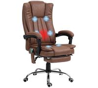 Vinsetto Fauteuil de Bureau massant et Chauffant, Chaise de Bureau, Chaise Ergonomique avec Hauteur réglable, Dossier inclinable, Repose-Pied et télécommande Filaire, pivotant à 360°, Marron