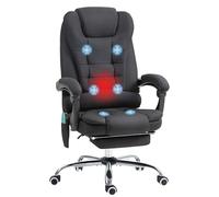 Vinsetto Fauteuil de Bureau massant et Chauffant, Chaise de Bureau, Chaise Ergonomique avec Hauteur réglable, Dossier inclinable et télécommande Filaire, pivotant à 360°, en Toile de Lin, Noir