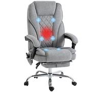 Fauteuil de bureau manager massant chauffant inclinable réglable télécommande repose-pieds rétractable velours gris clair Gris G