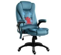 Vinsetto Fauteuil de bureau massant, 6 points vibration, hauteur réglable, dossier inclinable, Bleu
