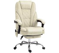 Vinsetto Fauteuil de bureau massant et chauffant hauteur réglable dossier inclinable télécommande repose-pieds rétractable beige