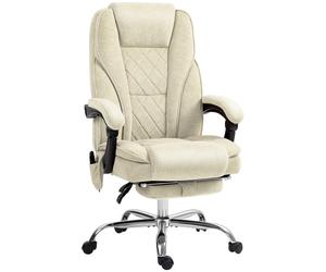Vinsetto Fauteuil de bureau massant et chauffant hauteur réglable dossier inclinable télécommande repose-pieds rétractable beige