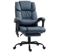 Vinsetto Fauteuil de bureau massant, repose-pied, hauteur réglable, dossier inclinable, télécommande filaire, 66x75x122cm, bleu
