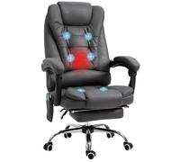 Vinsetto Fauteuil de bureau massant chauffant, hauteur réglable, dossier inclinable, gris foncé