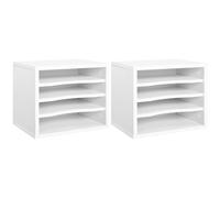 Vinsetto Lot de 2 organiseurs bureau bois blanc avec couches fournitures support d'imprimante dim. 35,5L x 25l x 28,6H cm