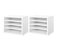 Vinsetto Lot de 2 organiseurs bureau bois blanc avec couches fournitures support d'imprimante dim. 35,5L x 25l x 28,6H cm