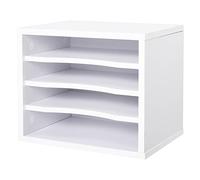 Vinsetto Organiseur bureau bois blanc avec 4 couches fournitures support d'imprimante dim. 35,5L x 25l x 28,6H cm