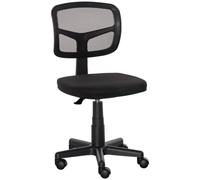 Vinsetto Petit Fauteuil Bureau, sans accoudoirs, Maille Ergonomique, Noir | Chaise pivotante, dossier courbé, roulettes, hauteur réglable, pour maison, ordinateur, bureau, chambre