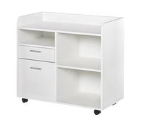 Vinsetto Support d'Imprimante Bureau Roulant 80l x 40P x 72H cm Bois Blanc