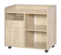 Vinsetto Support d'Imprimante Bureau Roulant 80l x 40P x 72H cm Chêne Clair | Caisson d'Organisation de Bureau Roulant En Bois