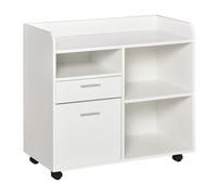 Vinsetto Support d'imprimante - Caisson d'organisation de Bureau Roulant - Dim. 80l x 40P x 72H cm en Bois Blanc
